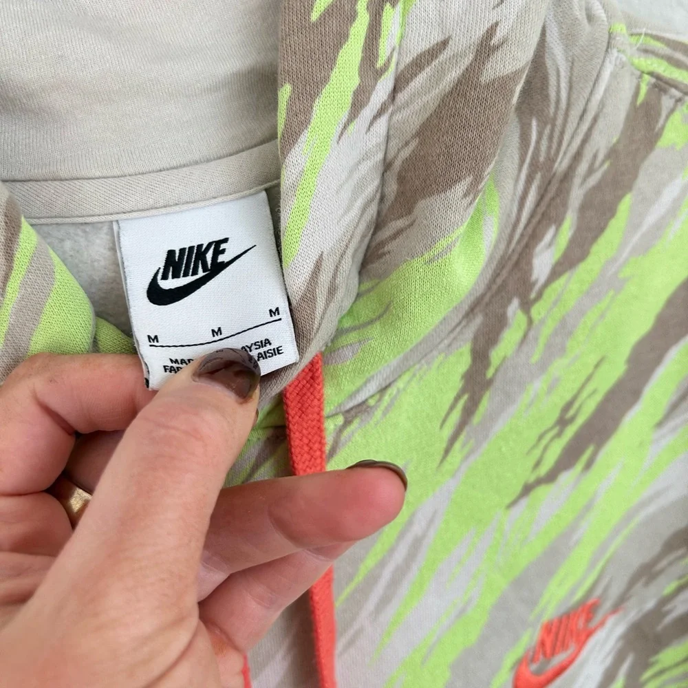 Nike Neon Green and Coral Patterned Hoodie